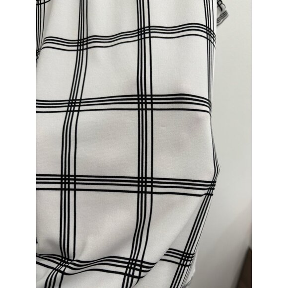 PerSeption Concept Women’s Blouse Top White Black Geometric Beaded Neckline Sz L - Picture 5 of 12